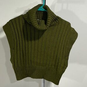 Forest Green Ribbed Turtleneck Sweater Vest